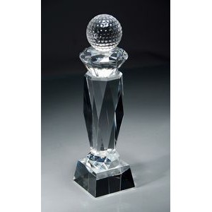 Elegant I Crystal Golf Tower Ball Award - 12'' h
