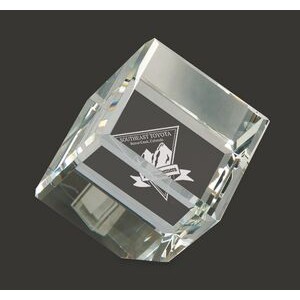 Important Bevelled Crystal Cube Paperweight XL - 3''