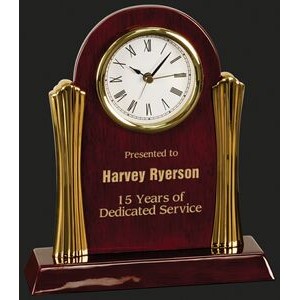 Stay On Time-Columns Rosewood Piano Finish Desk Clock Award