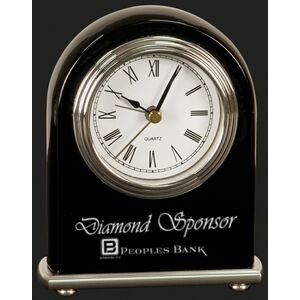 Stay On Time -Arch-Black Piano Finish Desk Clock Award