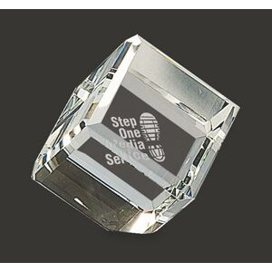 Important Bevelled Crystal Cube Paperweight M - 2''