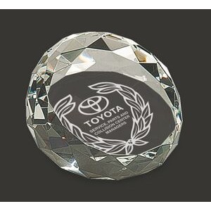 WindGrove Round Crystal Facet Paperweight M - 2 x 3 1/2''