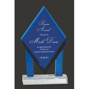 Highest Accolades Blue Bevelled Diamond Crystal Award - 8 3/4'' H