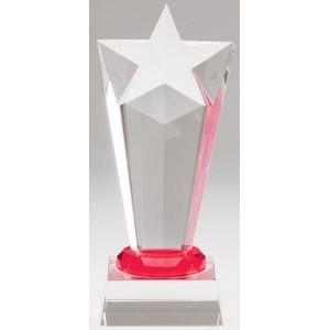 Star Red Glimmer Crystal Tower Trophy Award - 8'' h
