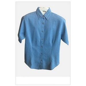 100% Cotton 6.5 Oz. Ladies Short Sleeve Denim Shirt
