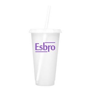 Reusable Plastic Tumbler with colored lid & Straw