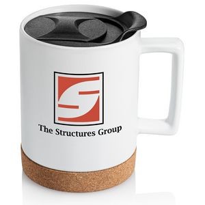 14 oz. Cork Base Square Handle Ceramic Mug