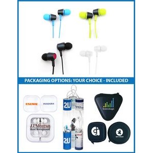The Wave Length Metal Stereo Earbuds with upgraded speakers, and choice of custom packaging