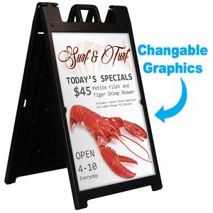 White Deluxe Sandwich Board Display w/ 2 Sided Graphic