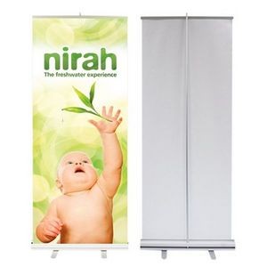 Rush 24 Hour Econo Roll Retractable Banner Stand w/ Graphic - 33.5