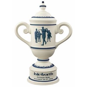Men's Vintage Ceramic Golf Cup Trophy - Alabaster / Blue