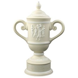 Ladies' Irish Cream Vintage Ceramic Golf Cup Trophy with Raised Figures