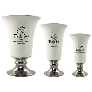 13 1/2" White Trumpet Ceramic Trophy Cup