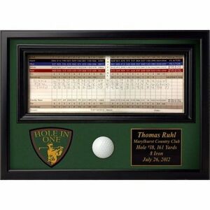 Hole In One Golf Ball & Score Card Display Plaque