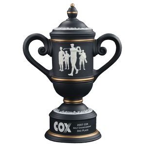 Men's Vintage Ceramic Golf Cup Trophy - Black / Gold