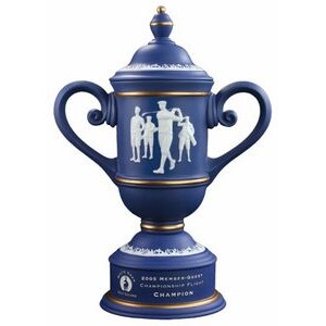 Men's Vintage Ceramic Golf Cup Trophy - Blue / Gold