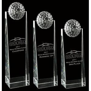 Crystal Tower Wedge Award w/ Golf Ball Topper