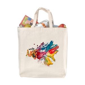 Natural 12 Oz. Cotton Canvas Grocery Bag - Full Color Transfer (15"x18"x6")