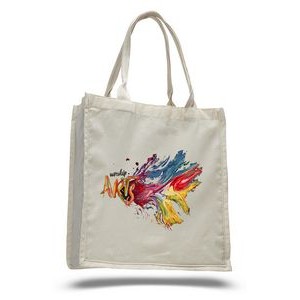 Fancy Natural 100% Cotton Tote Bag w/ Web Handles - Full Color Transfer (15"x16"x6")