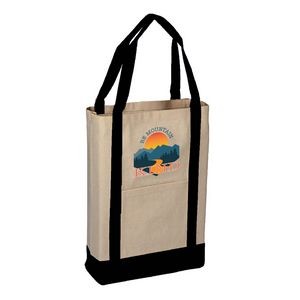 Canvas Two Tone Deluxe Tote Bag - Full Color Transfer (14" x 16" x 4")