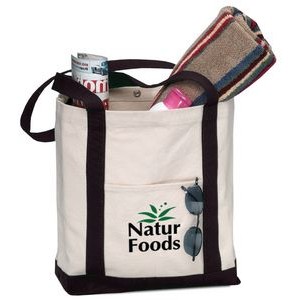 Two Tone Canvas Boat Bag with Snap Closure - 1 Color (17"x13"x5")