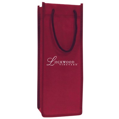 Non Woven Single Bottle Wine Tote Bag w/ Rope Handles - 1 Color (5"x13"x4")