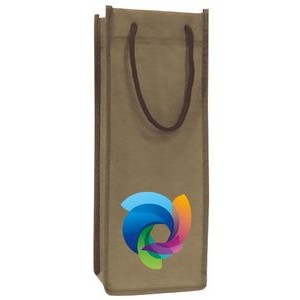 Non Woven Single Bottle Wine Tote Bag w/ Rope Handles - Full Color Transfer (5