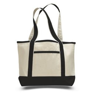 2 Tone Canvas Tote Bag w/ Interior Zipper Pocket - Blank (18.5"x12"x5.5")