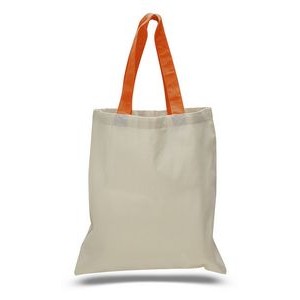 Economy Natural 100% Cotton Tote Bag w/Contrast Handles - Blank (15"x16")