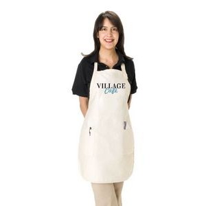 White Full Length Twill Bib Apron with Patch Pockets - 1 Color (22"x30")