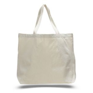 Organic Lightweight Natural Canvas Jumbo Tote Bag w/ Squared Bottom - Blank (20"x15"x5")