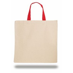Natural Tote Bag w/ Short Contrasting Color Web Handles - blank (14
