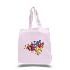 Colored Economy 100% Cotton Tote Bag w/ Bottom Gusset - Full Color Transfer (15"x16"x3")