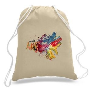 Small Natural 100% Cotton Drawstring Backpack - Full Color Transfer (14