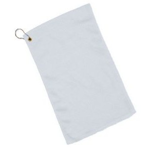 White Hemmed Velour Fingertip Towel - Blank (11"x18")