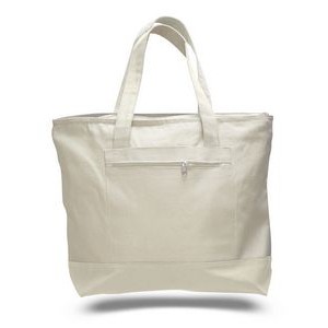 12 Oz. Natural Canvas Zipper Tote Bag - Blank (18