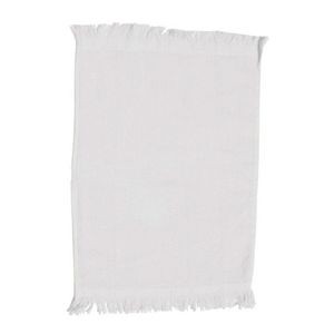 White Fringed Velour Fingertip Towel - Blank (11"x18")