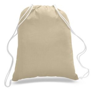 Large Natural 100% Cotton Drawstring Backpack - Blank (17