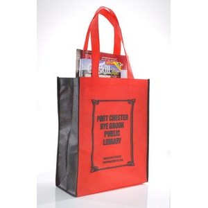 Non Woven 2 Tone Tote/ Book Bag with Black Trim - Blank (11