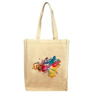 Natural Cotton Canvas Tote Bag w/ Full Gusset - Full Color Transfer (11"x14"x5")