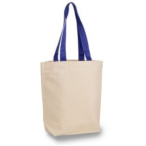 Cotton Canvas Tote Bag w/ Contrast Long Web Handles - blank (15"x16"x4")