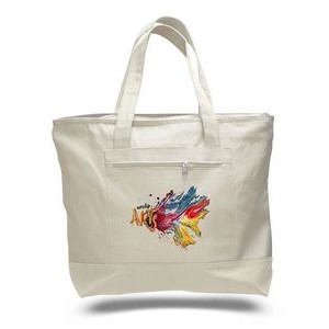12 Oz. Natural Canvas Zipper Tote Bag - 1 Color (18