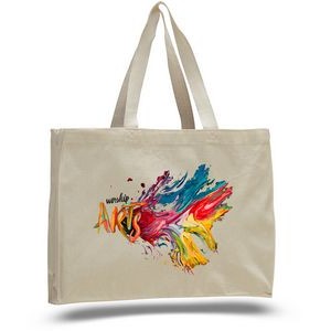 12 Oz. Natural Canvas Tote Bag w/ Full Gusset - Full Color Transfer (15