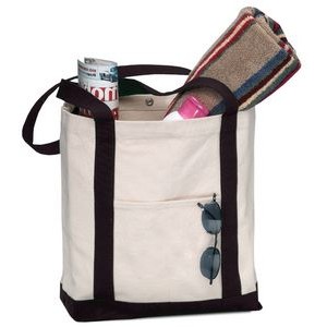 Two Tone Canvas Boat Bag with Snap Closure -blank (17