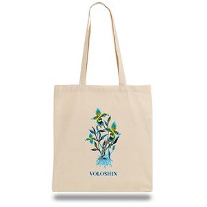 Organic Natural Canvas Convention Tote Bag with Shoulder Strap - Full Color Transfer (15"x16")