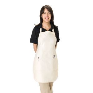 White Full Length Twill Bib Apron with Patch Pockets - Blank (22