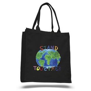Fancy Colored 100% Cotton Tote Bag w/ Web Handles - Full Color Transfer (15"x16"x6")