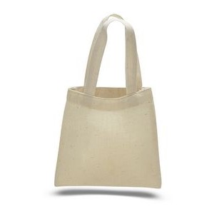 Natural 100% Cotton Mini Tote Bag w/ Self Fabric Handles - Blank (6