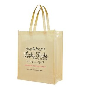 Laminated Tote Bag with Patent Finish - 1 Color (12 3/4