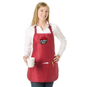 Colored Full/Medium Length Twill Bib Apron with Pouch - 1 Color (22"x24")